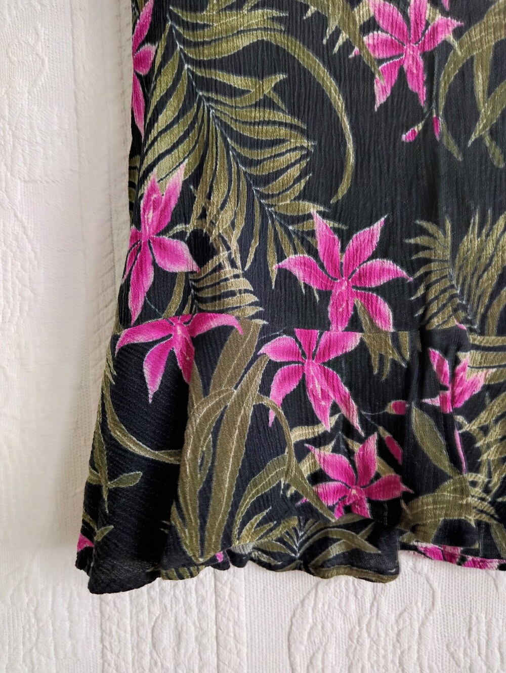 George Black Hawaiian Floral Tube Top Long Flowy Summer Vacation Pink Purple Med - Picture 3 of 6